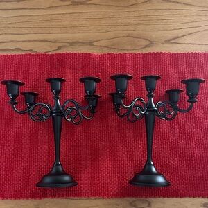 5 Arm Black Candelabra Set